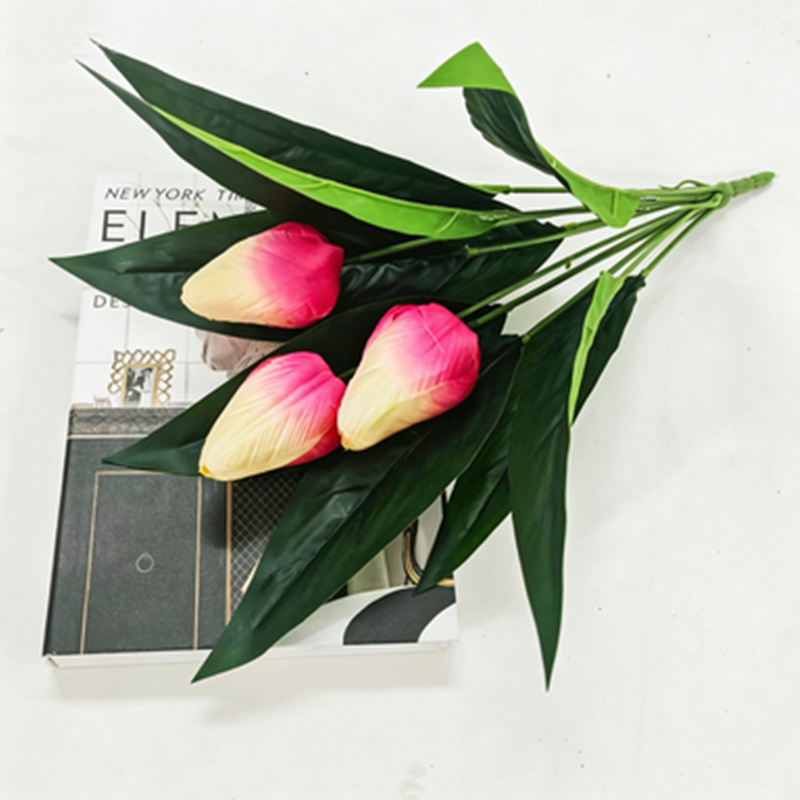 Künstliche Tulpen Büschel, 40 cm hoch, 3 Blüten, ohne Topf – Realistische Dekoblumen für Hochzeit, Shop, Büro, Zuhause