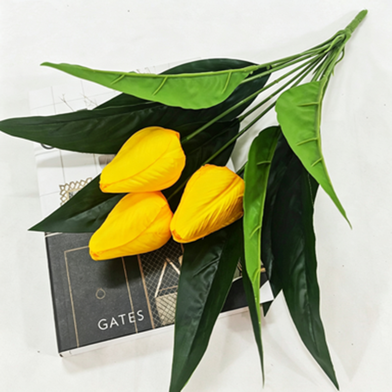 Künstliche Tulpen Büschel, 40 cm hoch, 3 Blüten, ohne Topf – Realistische Dekoblumen für Hochzeit, Shop, Büro, Zuhause