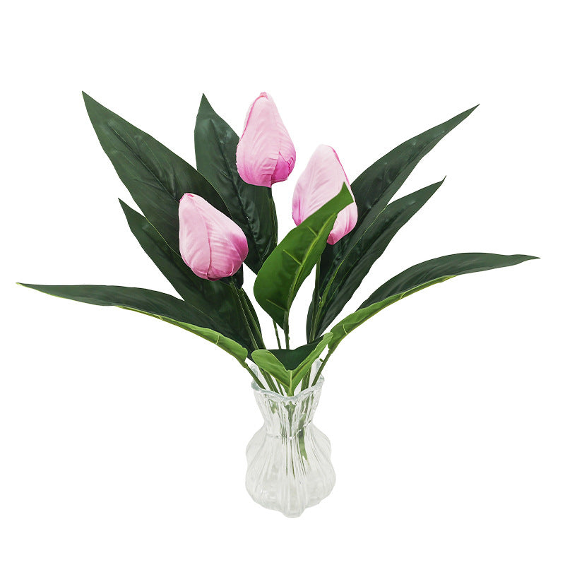 Künstliche Tulpen Büschel, 40 cm hoch, 3 Blüten, ohne Topf – Realistische Dekoblumen für Hochzeit, Shop, Büro, Zuhause