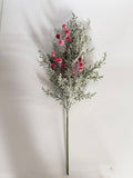 Künstliche Kiefernzweig mit roten Beeren, 50 cm, realistische Deko für Hochzeit, Weihnachten, Grabgestaltung, Innenraum