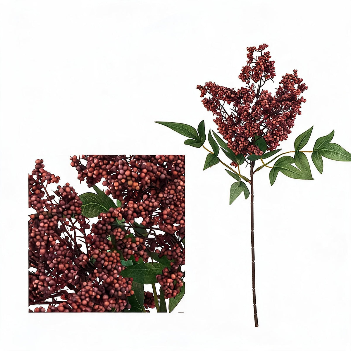 Künstliche Nandina-Beeren, 40 cm, realistischer Busch, für Hochzeitsdeko, Trauerfloristik und Innenraumgestaltung