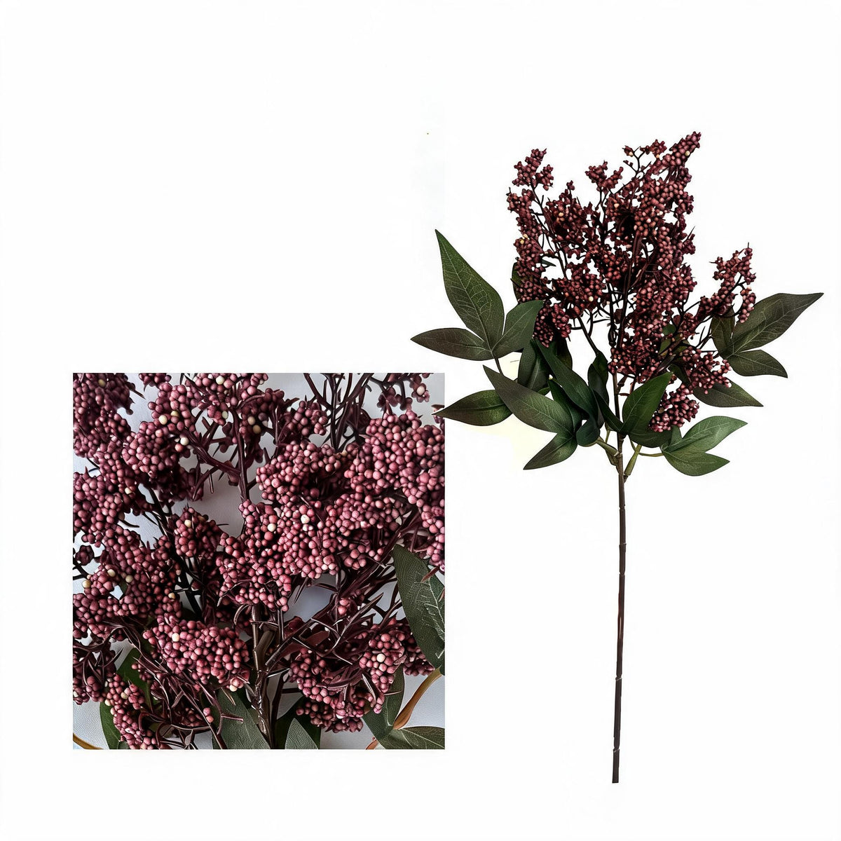 Künstliche Nandina-Beeren, 40 cm, realistischer Busch, für Hochzeitsdeko, Trauerfloristik und Innenraumgestaltung