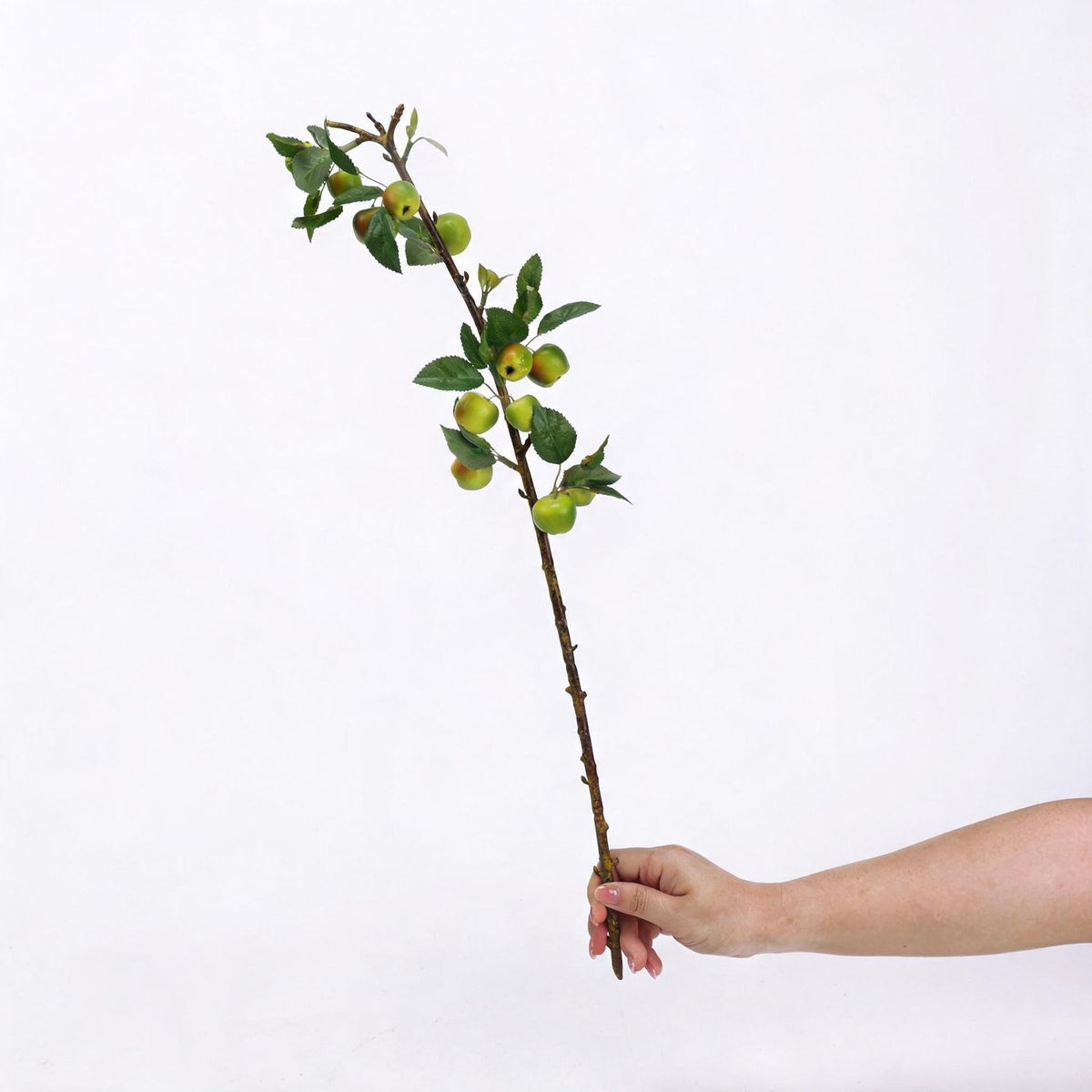 Künstlicher Apfelzweig mit grünen Früchten, 60 cm, Plastik, für Hotel, Gewerbe und Zuhause