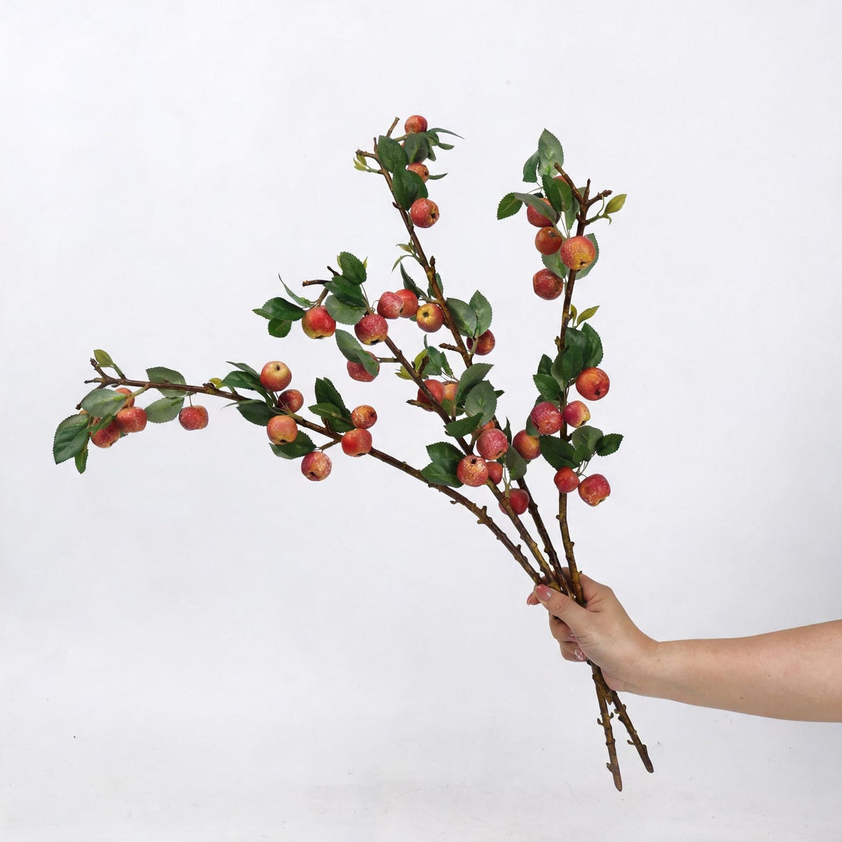 Künstlicher Apfelzweig mit grünen Früchten, 60 cm, Plastik, für Hotel, Gewerbe und Zuhause