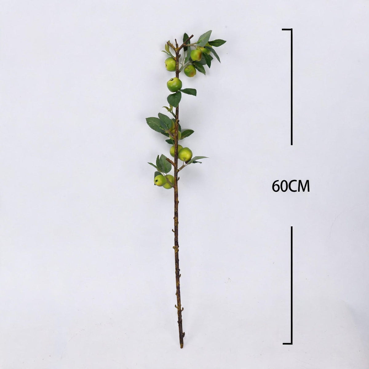 Künstlicher Apfelzweig mit grünen Früchten, 60 cm, Plastik, für Hotel, Gewerbe und Zuhause