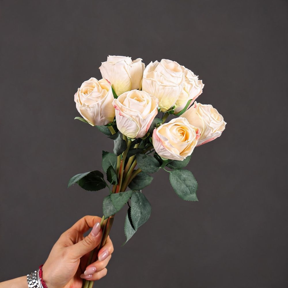 Künstliche Rosenstrauß, 7 Stiele, 38 cm Höhe, Seidenmaterial, für Hochzeiten, Innendekoration, Festdekoration