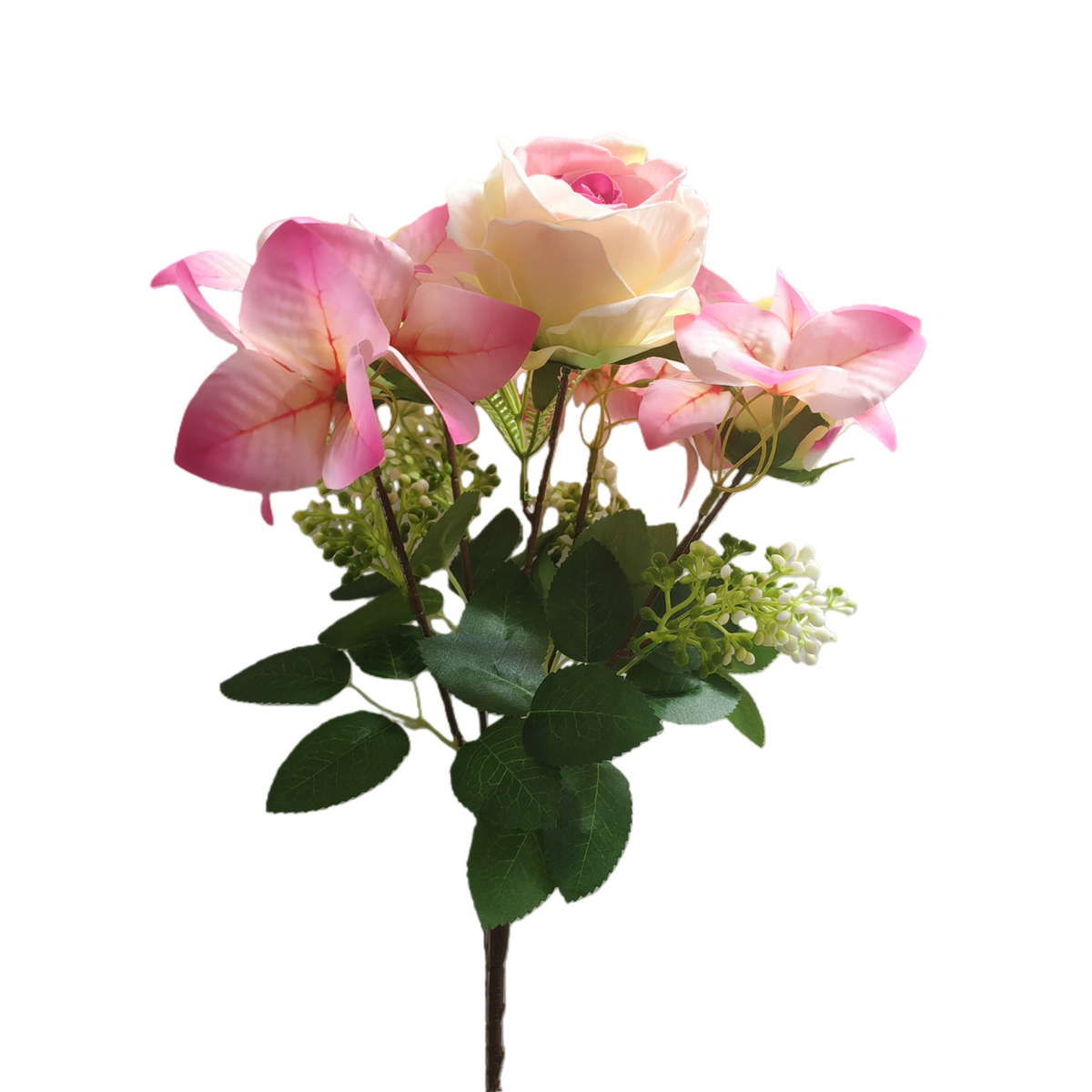 Künstliche Blumenstrauß, Rose und Bougainvillea, Pink/Champagner, 40cm, für Hochzeiten, Zuhause, Feiertage