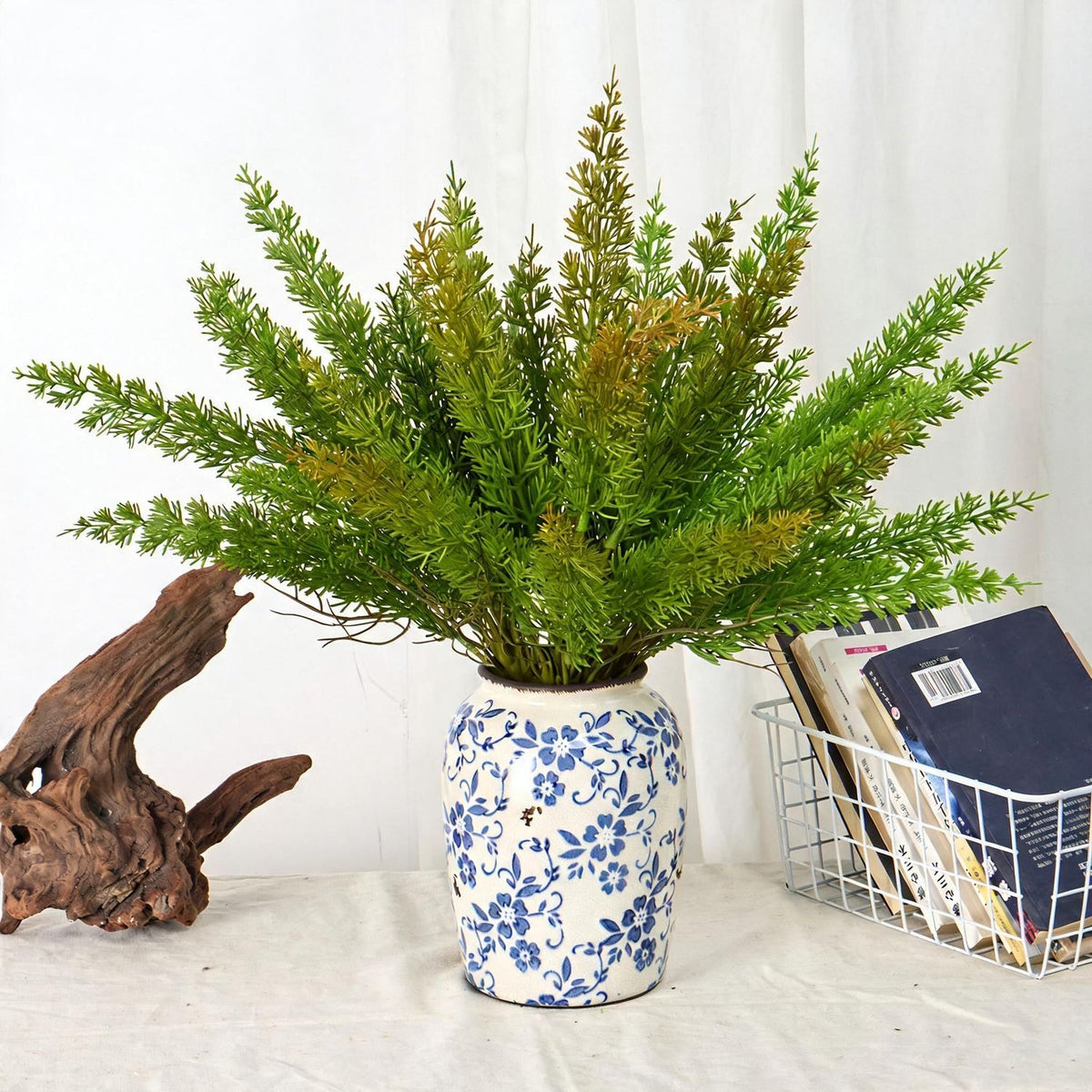 50cm Kunstpflanze Spargelgras, 12 Blätter, PE/PVC, moderner Stil, für Wohnung, Büro, Hotel, Hochzeit, Garten