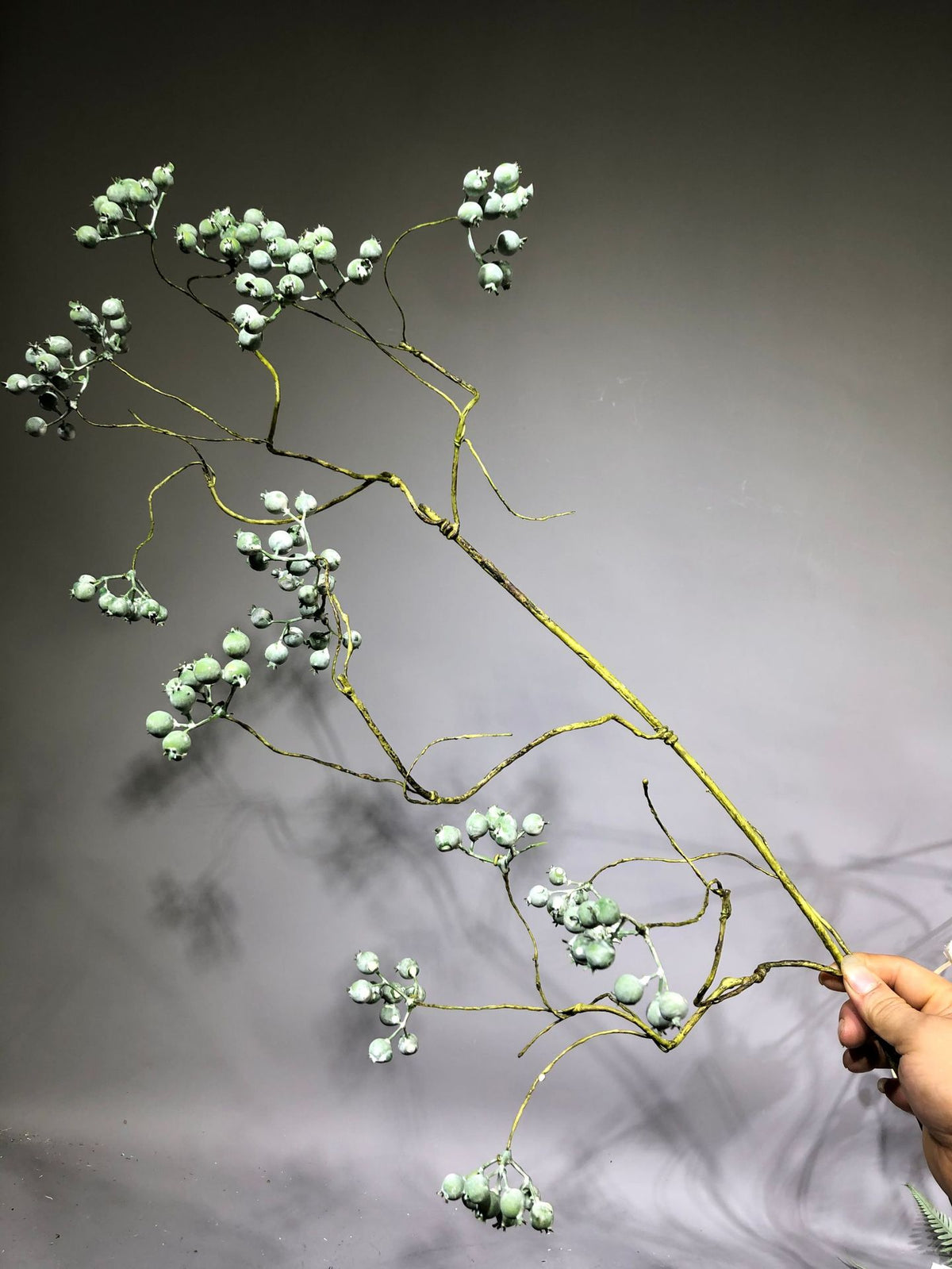 Künstliche Maulsbeere (Morus) Single Stem, 80 cm, weiß-grün, plastik, für Floristik, Hochzeiten, Dekoration