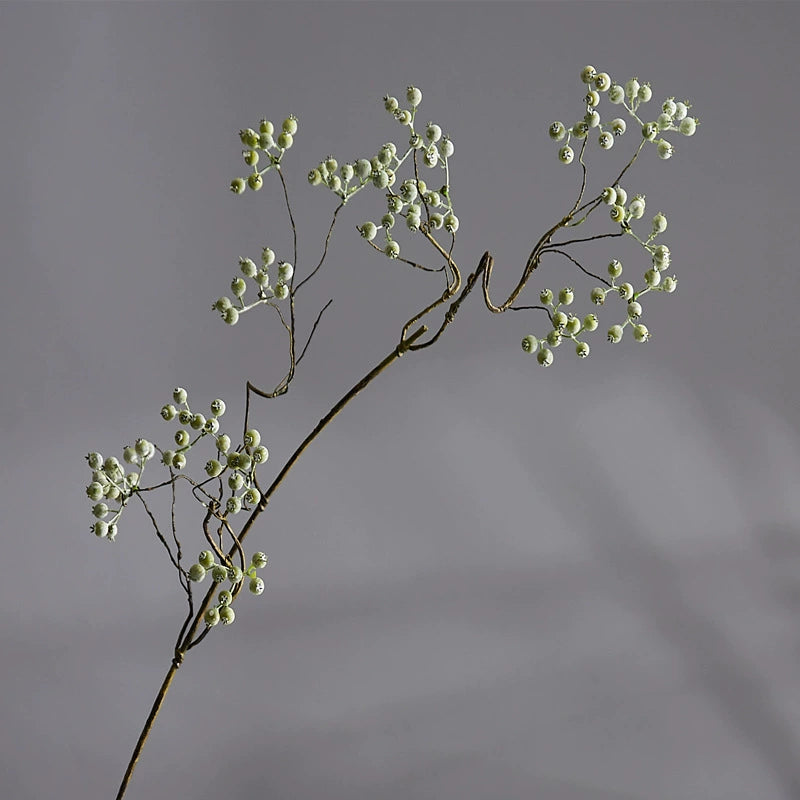 Künstliche Maulsbeere (Morus) Single Stem, 80 cm, weiß-grün, plastik, für Floristik, Hochzeiten, Dekoration