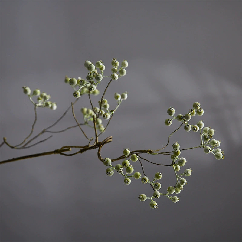 Künstliche Maulsbeere (Morus) Single Stem, 80 cm, weiß-grün, plastik, für Floristik, Hochzeiten, Dekoration