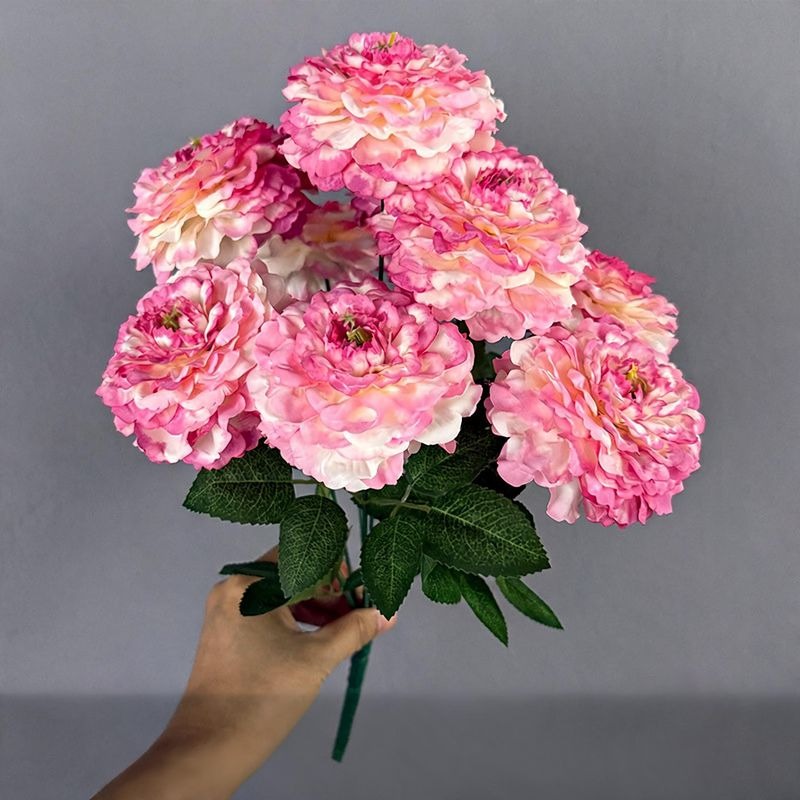 9 Köpfe Chrysanthemen-Simulationsblumen, 40 cm hoch, Seidenstoff, für Zuhause, Schaufensterdekoration