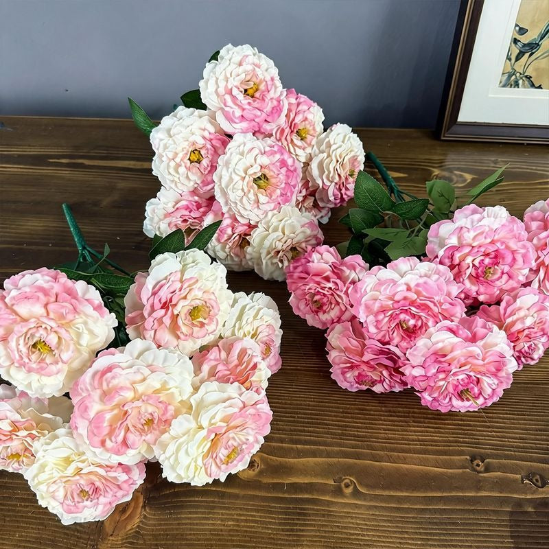 9 Köpfe Chrysanthemen-Simulationsblumen, 40 cm hoch, Seidenstoff, für Zuhause, Schaufensterdekoration