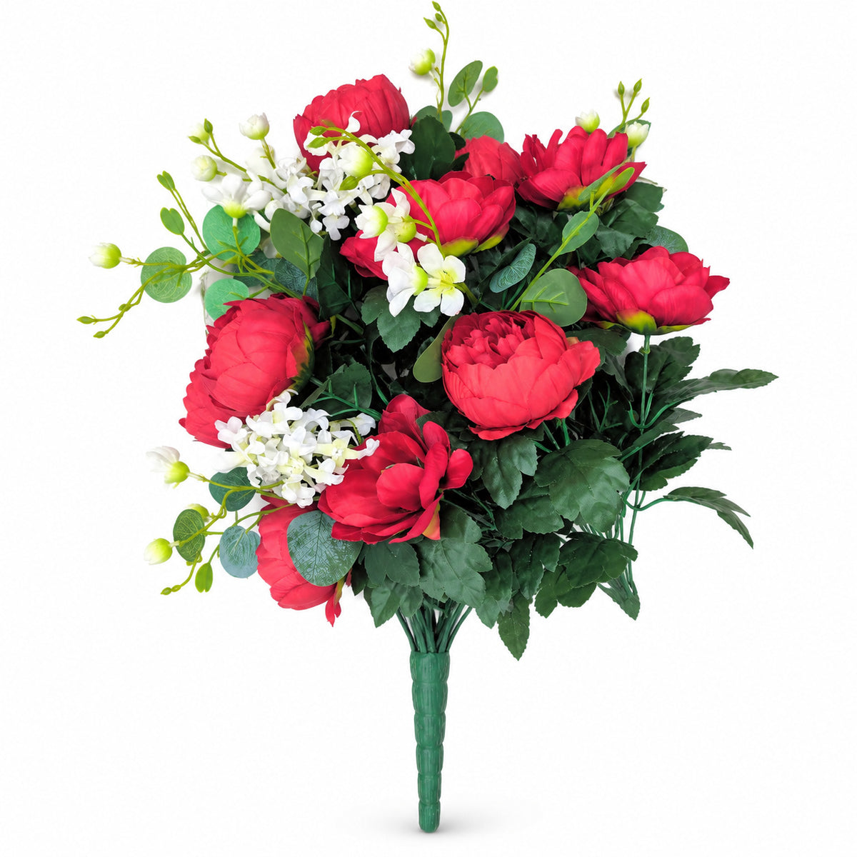 24-teiliger künstlicher Pfingstrosen-Blumenstrauß, 55 cm hoch, Hochzeitsdeko, Grabschmuck, langlebig, allergenfrei