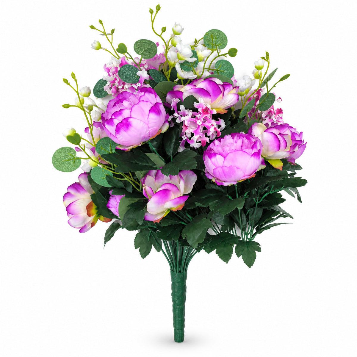 24-teiliger künstlicher Pfingstrosen-Blumenstrauß, 55 cm hoch, Hochzeitsdeko, Grabschmuck, langlebig, allergenfrei