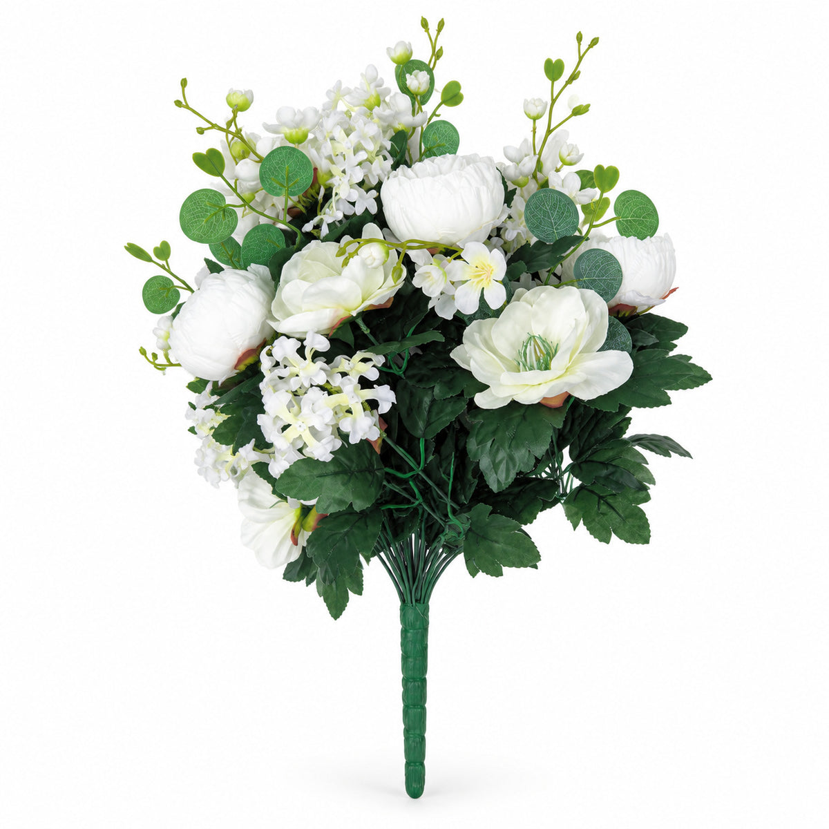24-teiliger künstlicher Pfingstrosen-Blumenstrauß, 55 cm hoch, Hochzeitsdeko, Grabschmuck, langlebig, allergenfrei