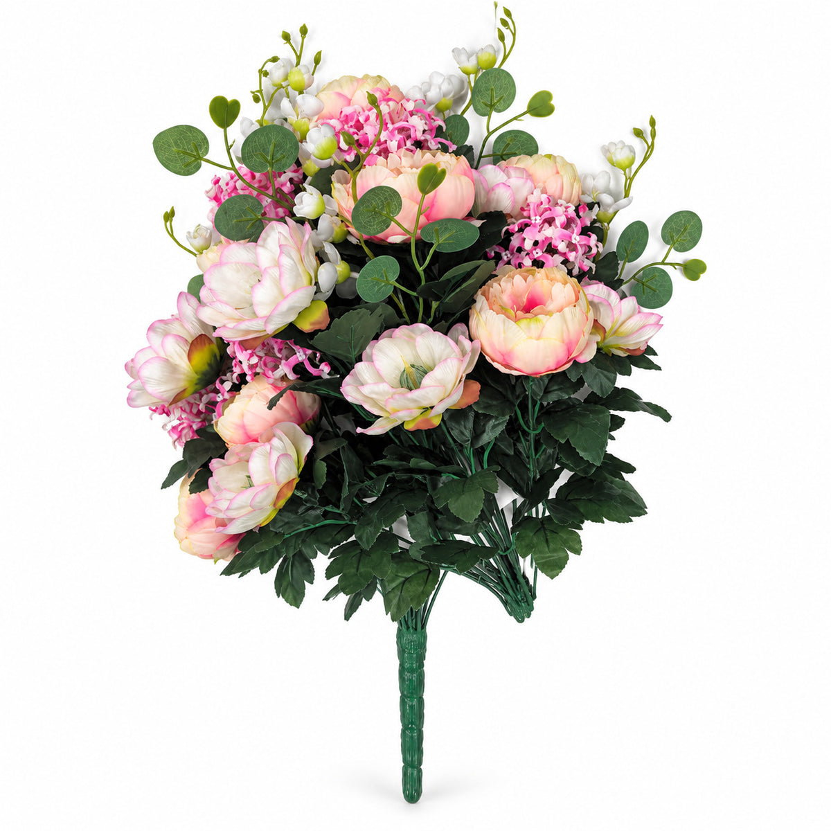 24-teiliger künstlicher Pfingstrosen-Blumenstrauß, 55 cm hoch, Hochzeitsdeko, Grabschmuck, langlebig, allergenfrei