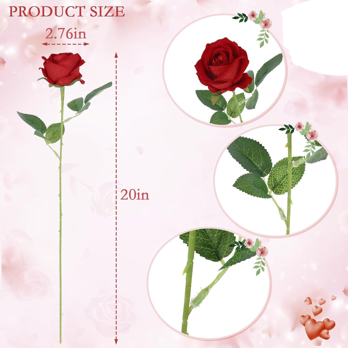Künstliche Seidenrose Einzelstiel, 50,8 cm, 7 cm BlütenDurchmesser, 10er Pack – Hochwertige Deko für Hochzeit, Innenraum, Festtagsgestaltung