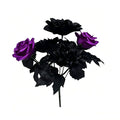 Künstliche Dahlie 'Schwarz-Violett', Seidenblumen-Busch mit 5 Blüten, 32 cm, für Hochzeit, Dekoration, Grabschmuck, Ladenausstattung