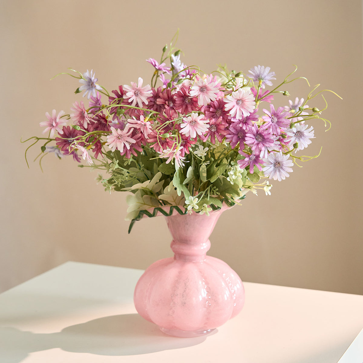 Künstliche Gerbera Büschel, 39 cm hoch, 3,5 cm Blüten, für Dekoration, Hochzeit, Büro, Shop, Mischmaterial, ohne Topf