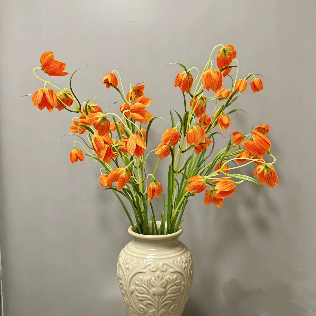 Künstliche Kaiserkrone (Fritillaria), 90 cm, Seidenstoff, weiß-grün, für Zuhause, Hotel, Hochzeit, Schaufensterdekoration