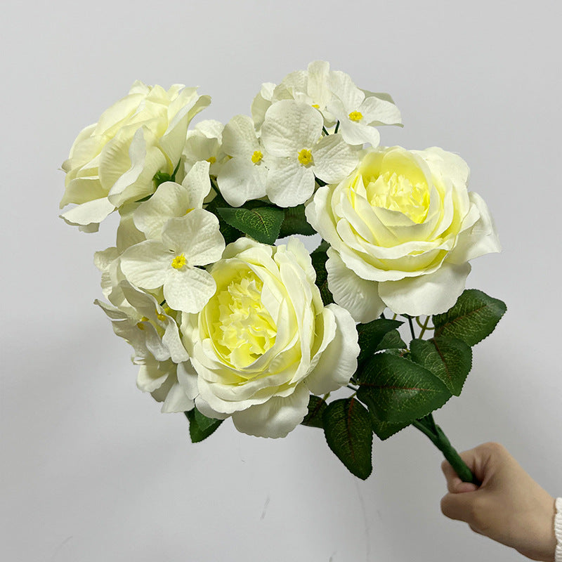 Künstliche Hortensienstrauß, 9 Köpfe, 45 cm, aus Seidenstoff, für Hochzeiten und Wohnaccessoires