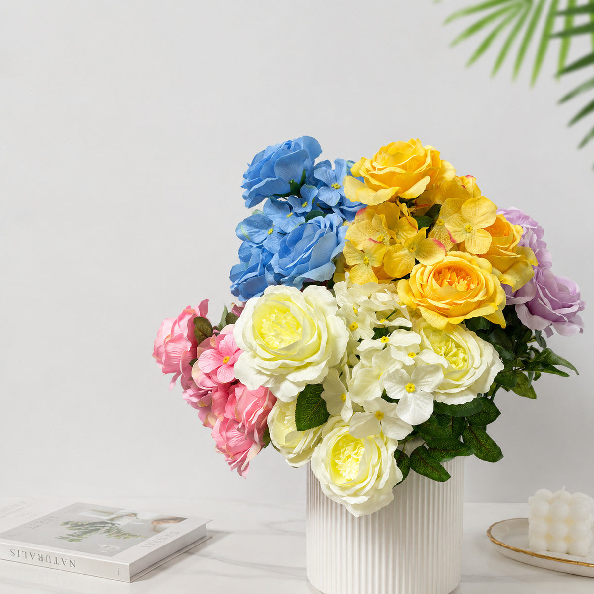 Künstliche Hortensienstrauß, 9 Köpfe, 45 cm, aus Seidenstoff, für Hochzeiten und Wohnaccessoires