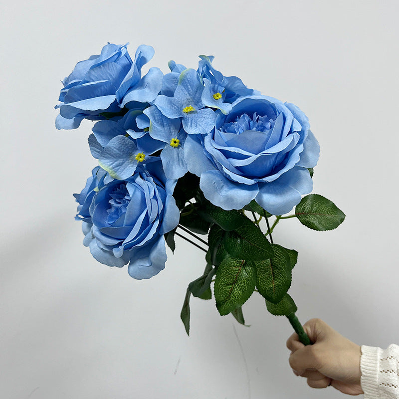 Künstliche Hortensienstrauß, 9 Köpfe, 45 cm, aus Seidenstoff, für Hochzeiten und Wohnaccessoires