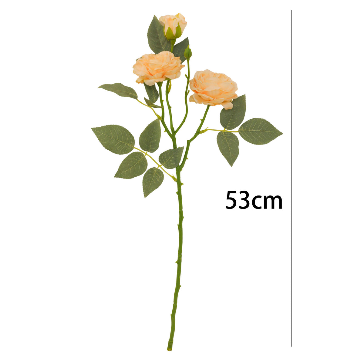 3-Kopf-Rosenbusch aus Seide, 53 cm, hochwertige Kunstblumen für Hochzeiten, Events und Innendekoration