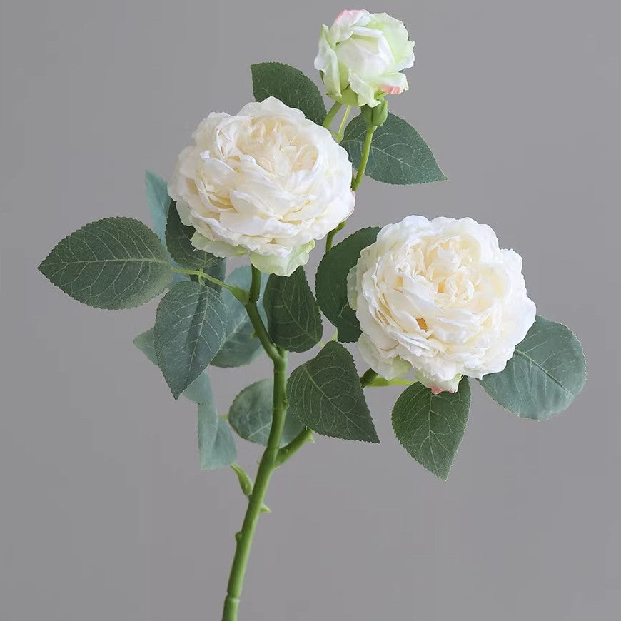 3-Kopf-Rosenbusch aus Seide, 53 cm, hochwertige Kunstblumen für Hochzeiten, Events und Innendekoration