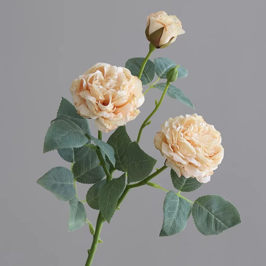3-Kopf-Rosenbusch aus Seide, 53 cm, hochwertige Kunstblumen für Hochzeiten, Events und Innendekoration