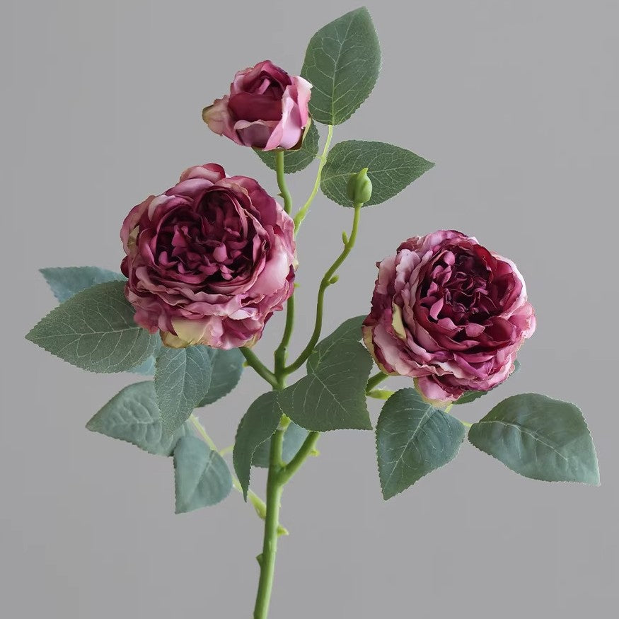 3-Kopf-Rosenbusch aus Seide, 53 cm, hochwertige Kunstblumen für Hochzeiten, Events und Innendekoration