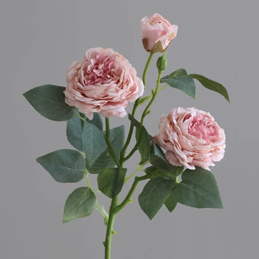 3-Kopf-Rosenbusch aus Seide, 53 cm, hochwertige Kunstblumen für Hochzeiten, Events und Innendekoration