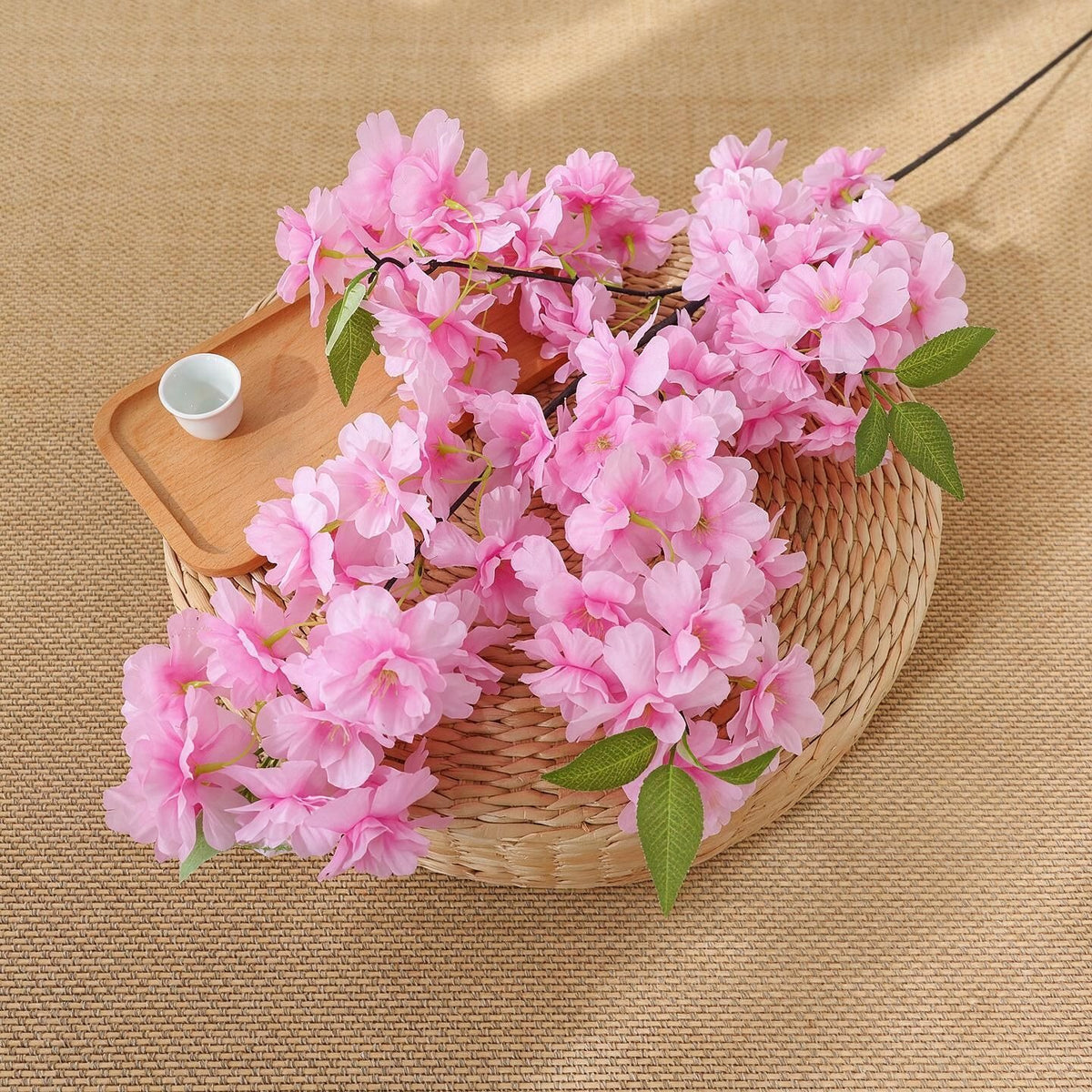 100 cm künstliche Kirschblüten-Zweigbusch aus Seidenstoff – Hochzeit, Innenraum, Dekoration, langlebig, allergenfrei