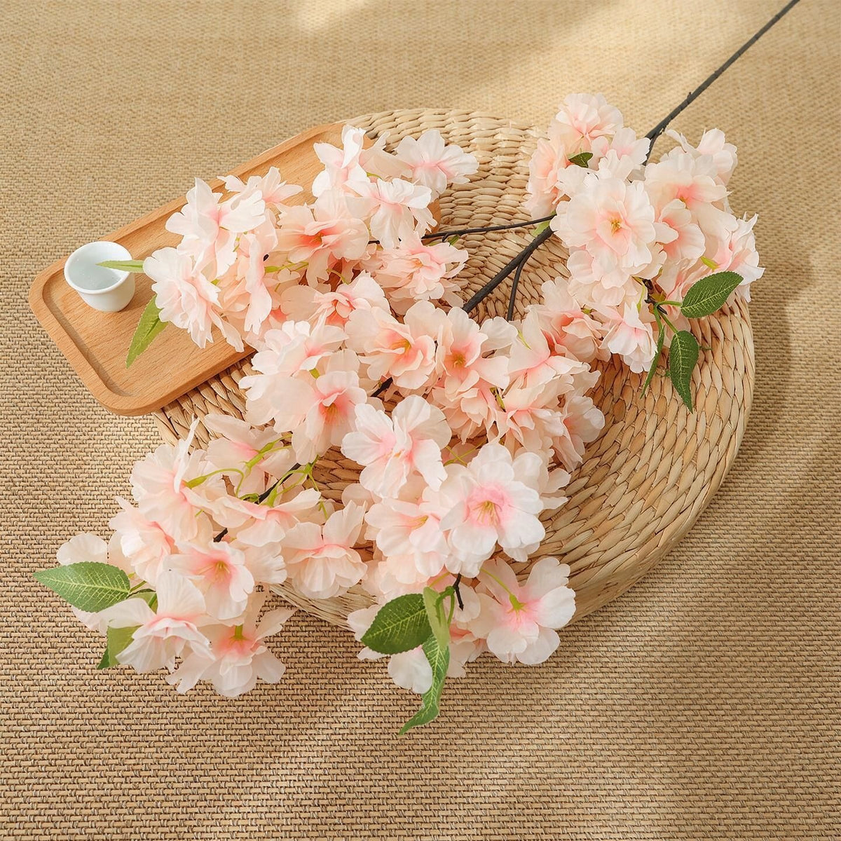 100 cm künstliche Kirschblüten-Zweigbusch aus Seidenstoff – Hochzeit, Innenraum, Dekoration, langlebig, allergenfrei