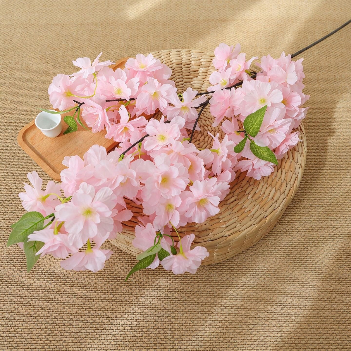 100 cm künstliche Kirschblüten-Zweigbusch aus Seidenstoff – Hochzeit, Innenraum, Dekoration, langlebig, allergenfrei