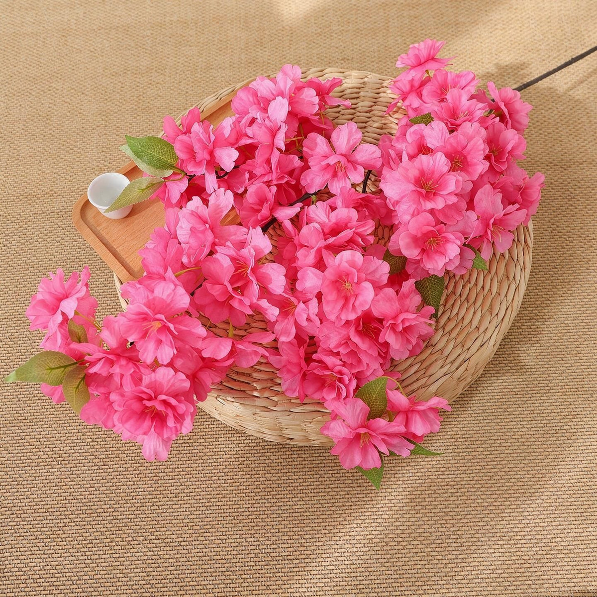 100 cm künstliche Kirschblüten-Zweigbusch aus Seidenstoff – Hochzeit, Innenraum, Dekoration, langlebig, allergenfrei