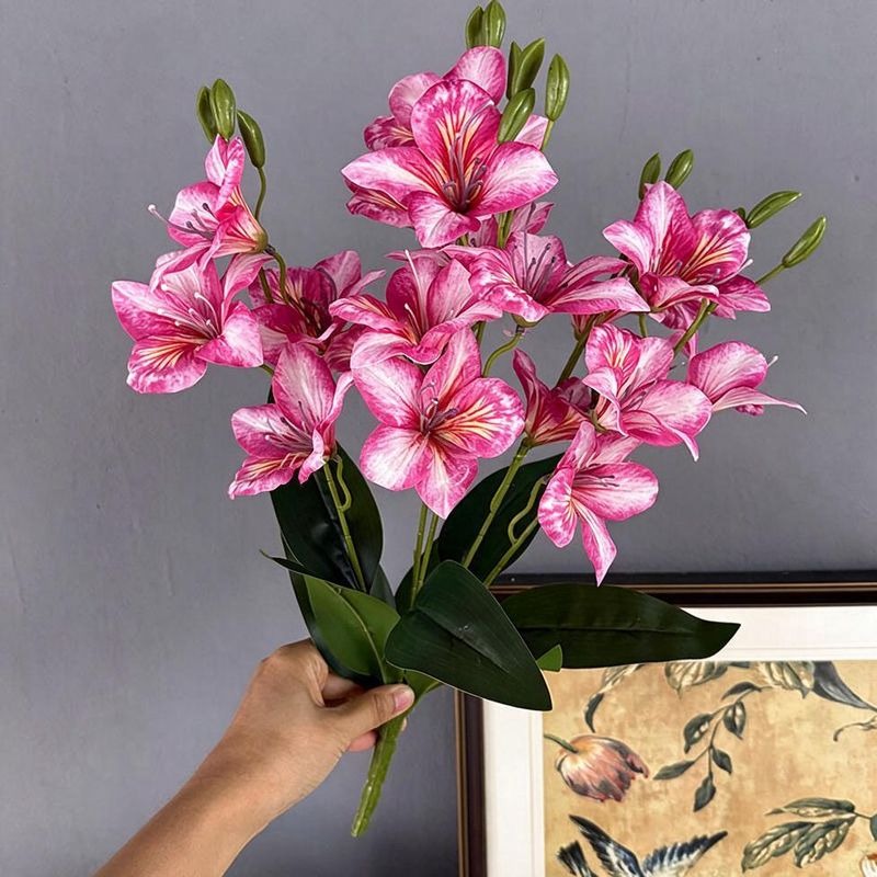 Künstliche Bauhinia-Blüten, 48 cm, 20 Blüten, Seidenstoff, moderne Dekoration für Hochzeiten, Hotels und Wohnräume