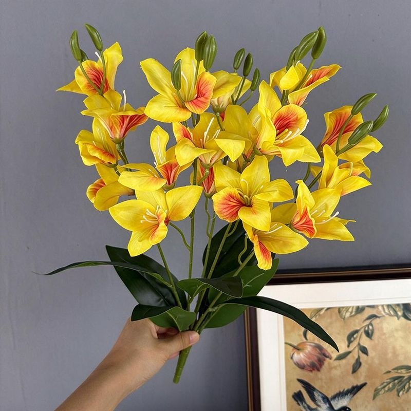 Künstliche Bauhinia-Blüten, 48 cm, 20 Blüten, Seidenstoff, moderne Dekoration für Hochzeiten, Hotels und Wohnräume
