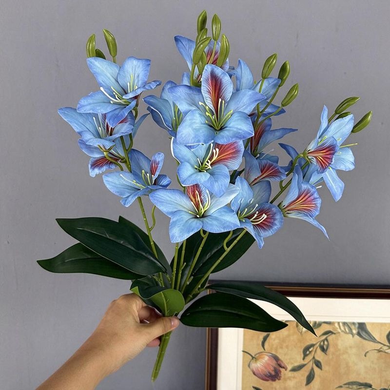 Künstliche Bauhinia-Blüten, 48 cm, 20 Blüten, Seidenstoff, moderne Dekoration für Hochzeiten, Hotels und Wohnräume