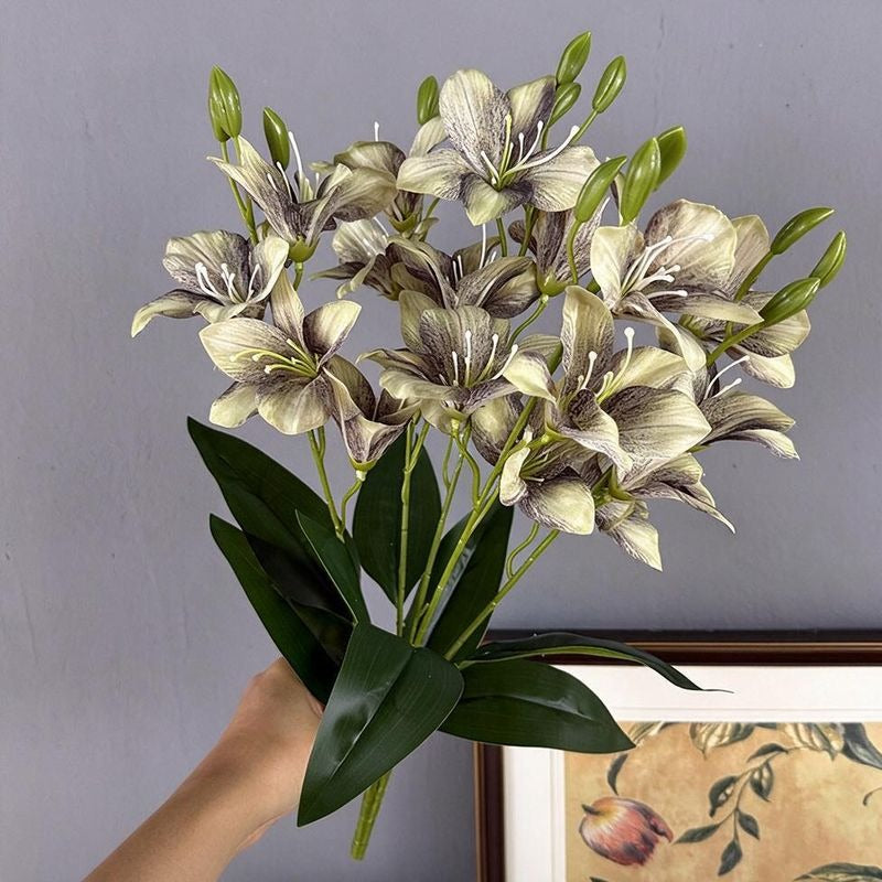 Künstliche Bauhinia-Blüten, 48 cm, 20 Blüten, Seidenstoff, moderne Dekoration für Hochzeiten, Hotels und Wohnräume