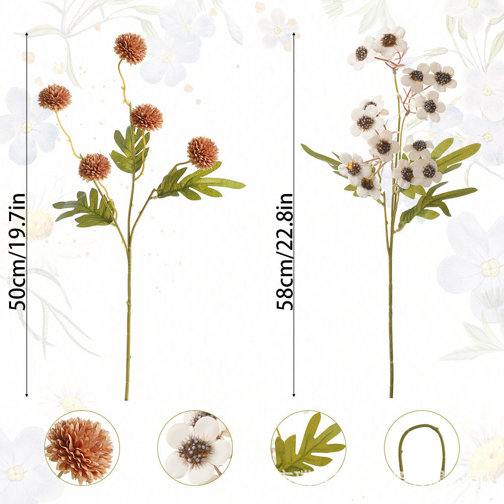 Künstliche Löwenzahn und kleine Pflaumenblüten Bouquet, 58 cm, Seidenstoff, modernes Design, für Zuhause und Hochzeiten