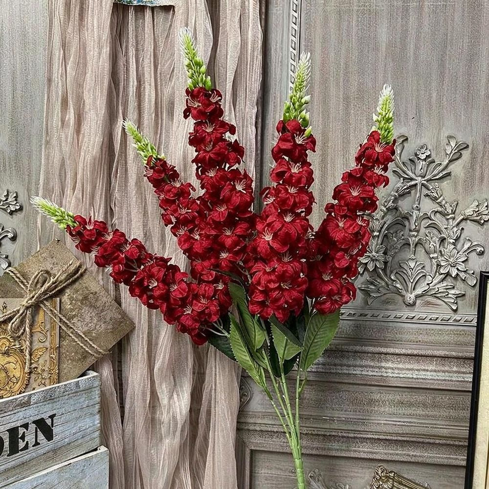 Künstliche Blumenstrauß, 57 cm, Seidenstoff, Goldgras, Rittersporn, Hyazinthe, Veilchen, Hochzeit, Innendekoration