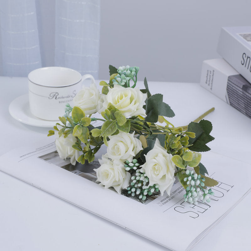 Künstliche Rosen-Busch, 5 Blüten, Seide, 50 cm, für Hochzeit, Dekoration, Innenraum, Mischfarben