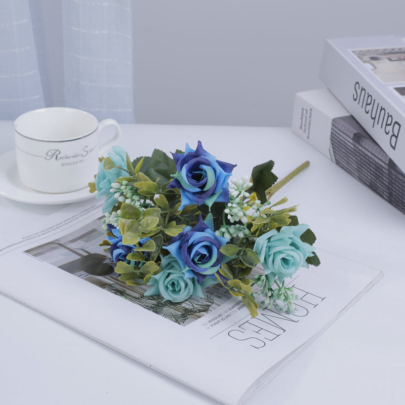 Künstliche Rosen-Busch, 5 Blüten, Seide, 50 cm, für Hochzeit, Dekoration, Innenraum, Mischfarben