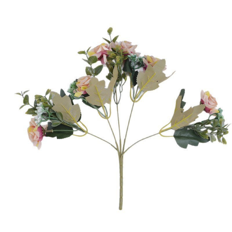 Künstliche Rosen-Busch, 5 Blüten, Seide, 50 cm, für Hochzeit, Dekoration, Innenraum, Mischfarben