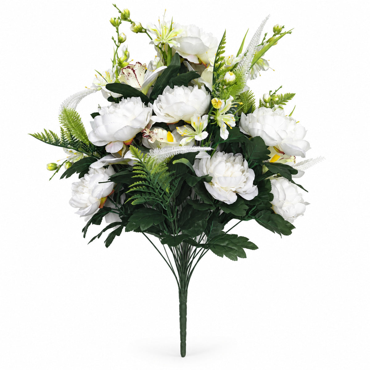 24-teiliger künstlicher Pfingstrosen-Lilien-Mix Blumenstrauß, 65 cm hoch, modern, für Hochzeit, Dekoration, Laden, Büro