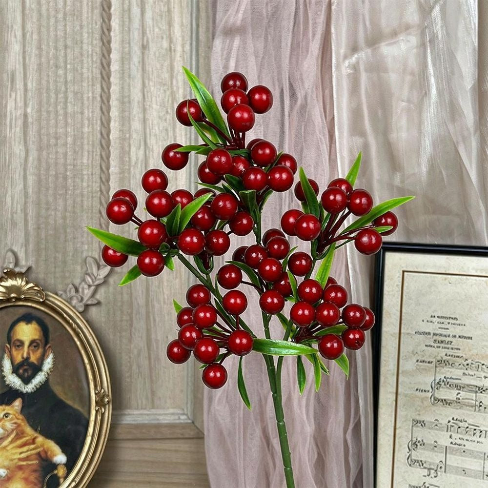 Künstliche Mistelzweige 35 cm – Plastik-Dekobranch für Weihnachten, Hochzeit, Gastgewerbe – 1 Stiel, realistisch, langlebig