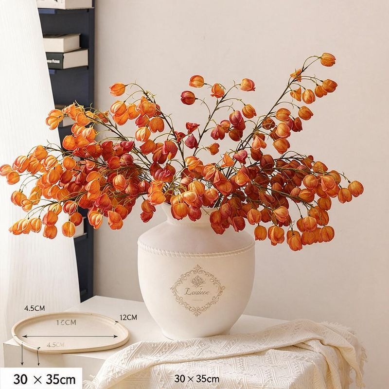 Künstliche Laternenblumen, 100 cm, Seidenstoff, orange-rot, für Hochzeiten, Wohnungen, Büros, Einzelhandel