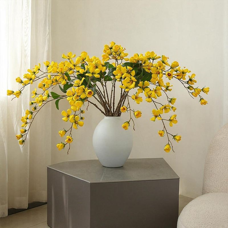 Künstliche Hartriegelblüten, 85 cm, 9 Blüten pro Stiel, Seidenstoff, für Innendekoration, Hotel, Einzelhandel, Hochzeit